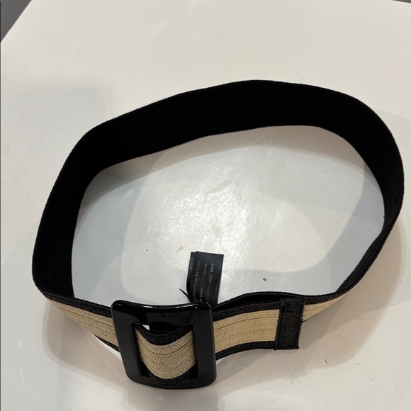 ZARA Woven Belt Black Cream Wide Stretch Statement Buckle Classic Chic - Picture 10 of 15